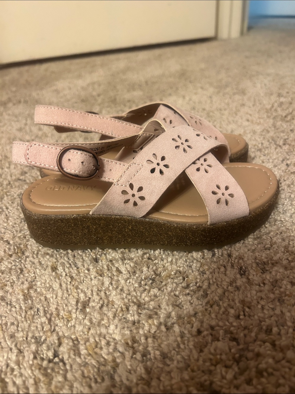 Old Navy Pink Floral Cutout Platform Sandals for Kids